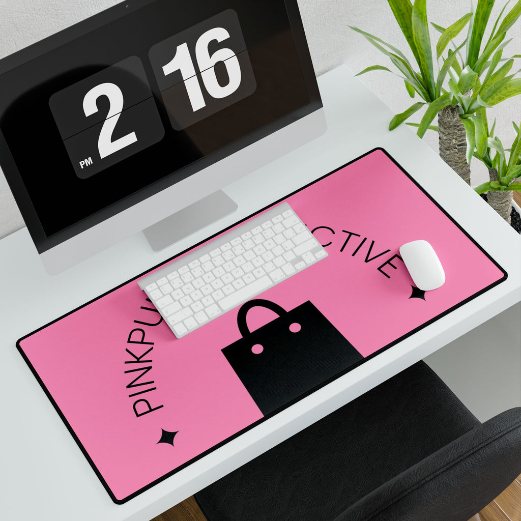 PinkPulseCollective Pink Desk Mat — Large Decorative Office Mousepad