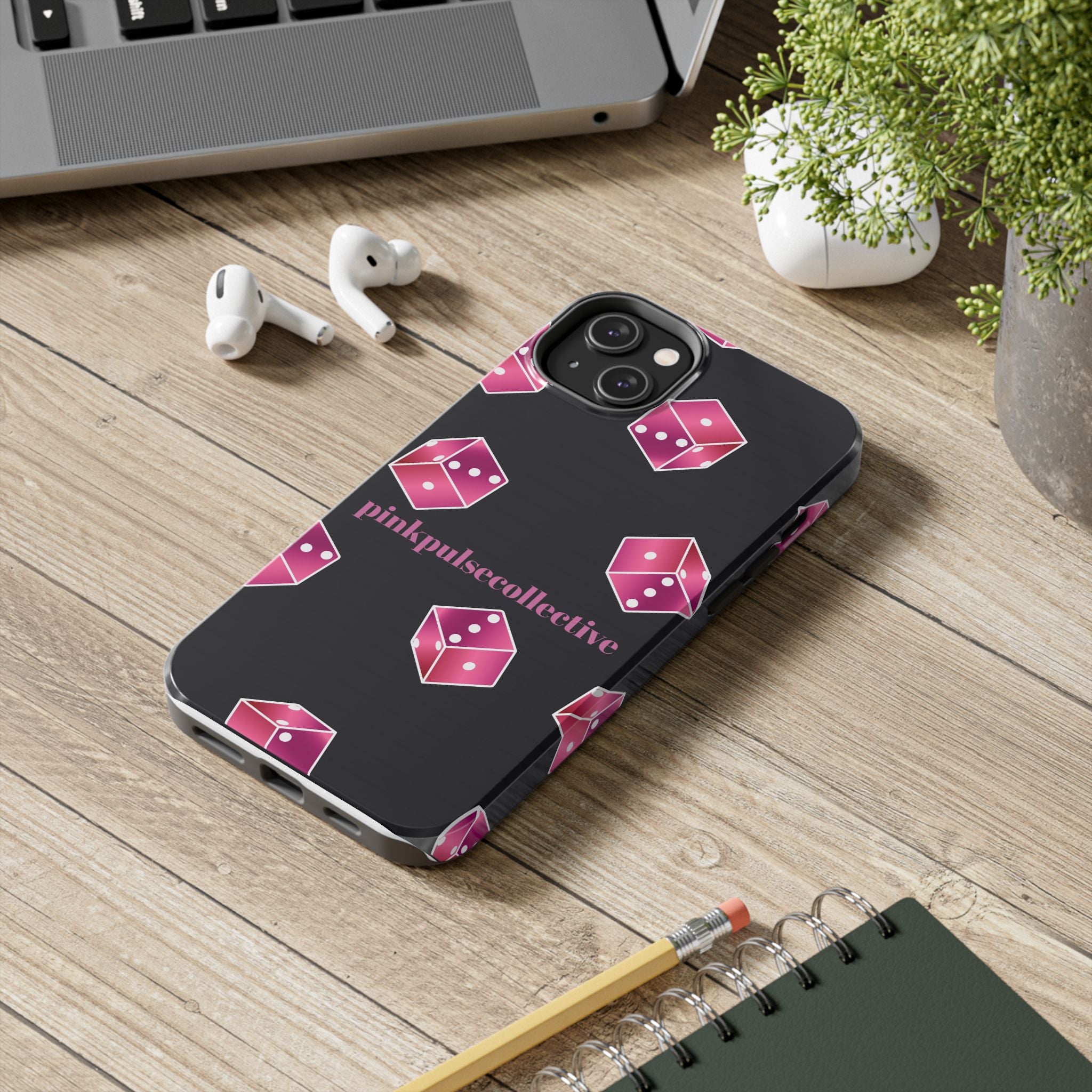 Pink Dice Tough Phone Case — PinkPulseCollective Patterned Protective Cover