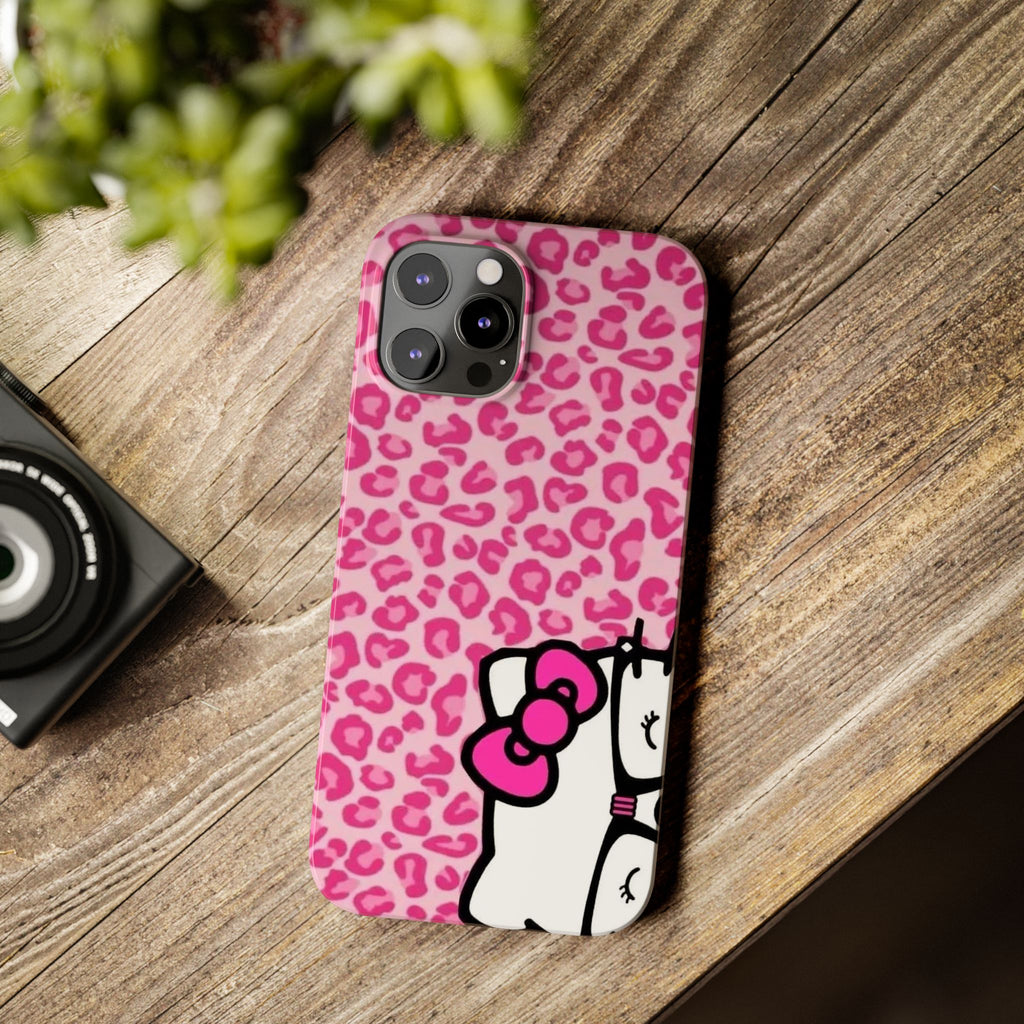 Hello Kitty Pink Leopard Slim Phone Case — Cute Kawaii Cat Design