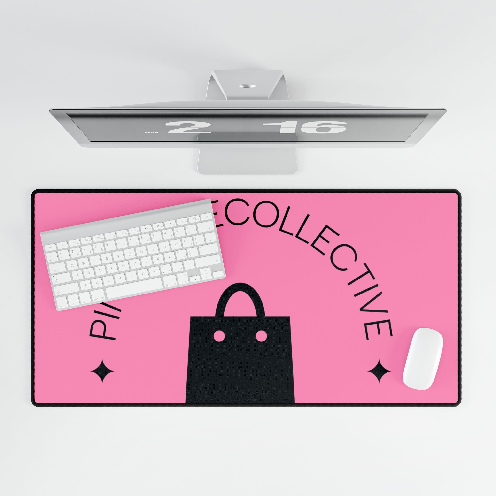 PinkPulseCollective Pink Desk Mat — Large Decorative Office Mousepad