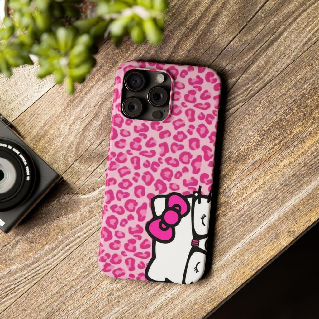 Hello Kitty Pink Leopard Slim Phone Case — Cute Kawaii Cat Design