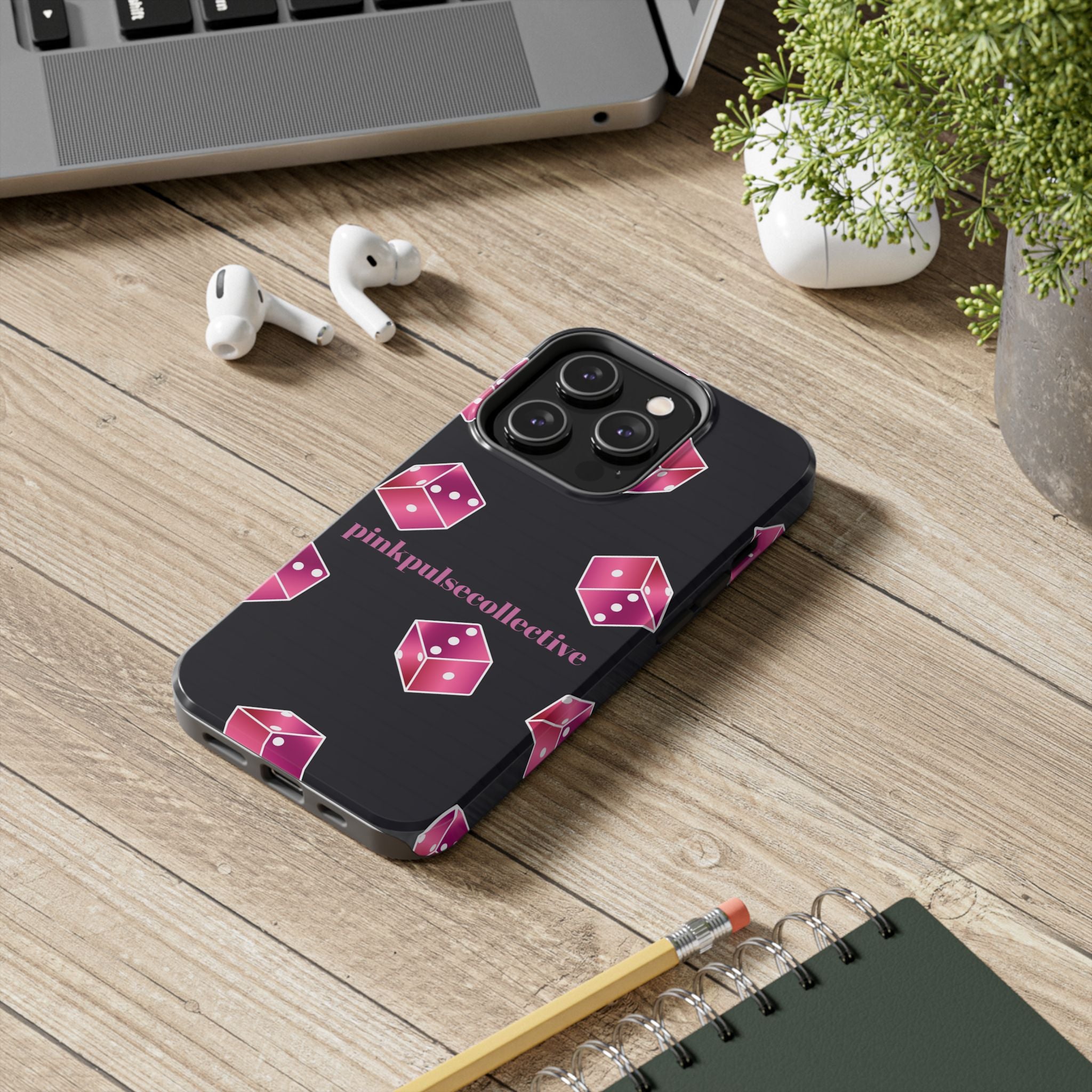 Pink Dice Tough Phone Case — PinkPulseCollective Patterned Protective Cover