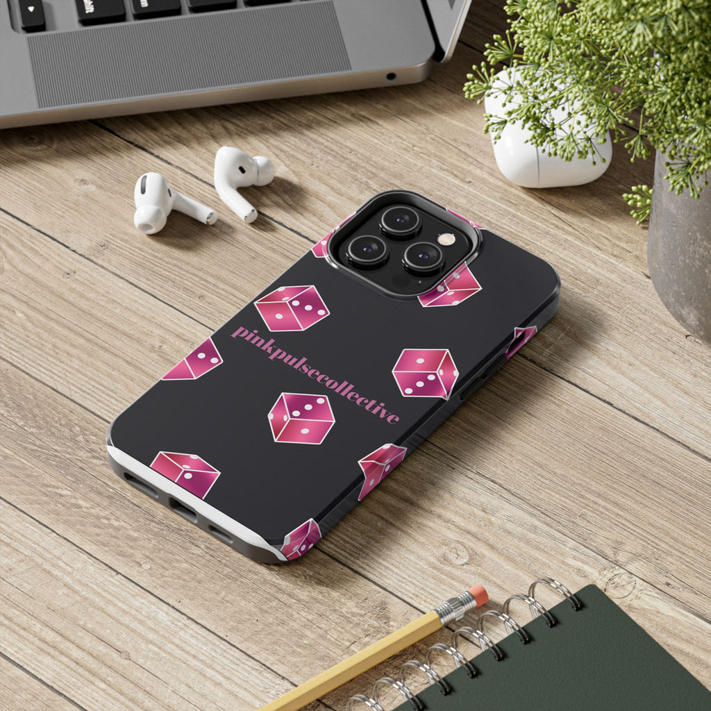 Pink Dice Tough Phone Case — PinkPulseCollective Patterned Protective Cover